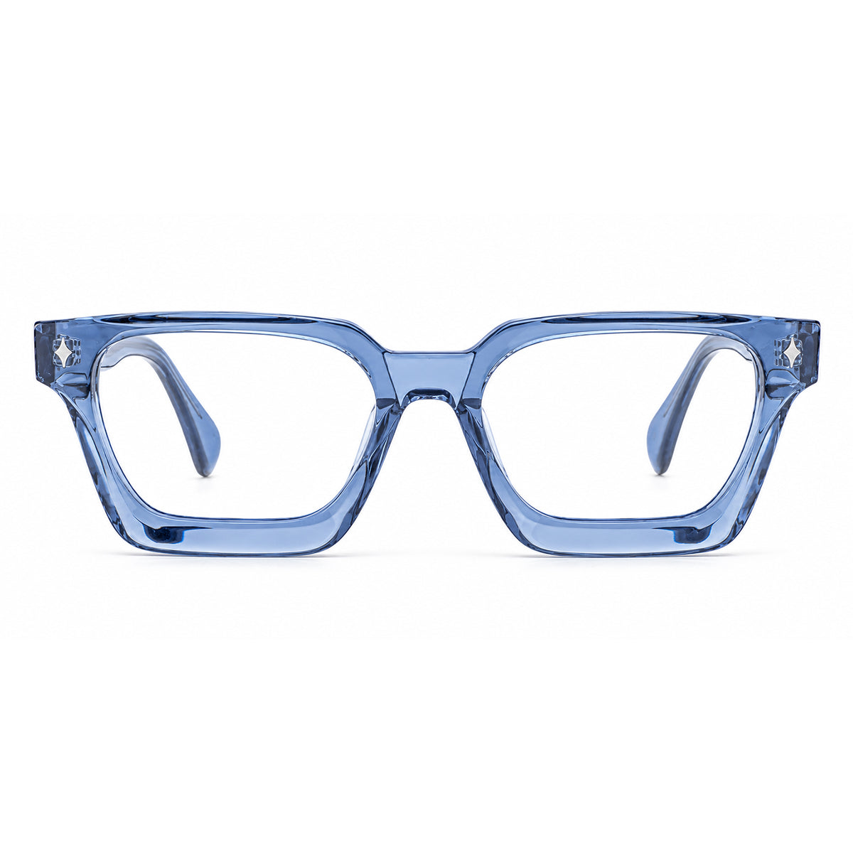 MiGAFAS E4413 Blue acetate square eyeglasses front view