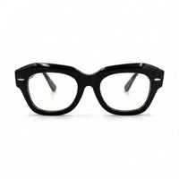 MiGAFAS FR6912 Black geometric butterfly acetate prescription eyeglasses, front view