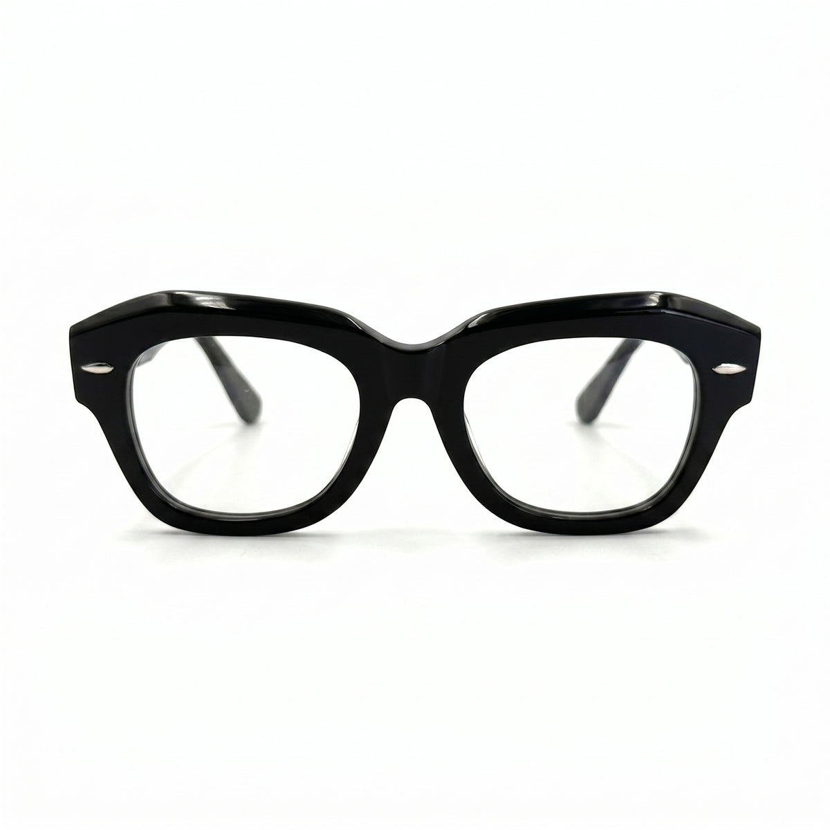 MiGAFAS FR6912 Black geometric butterfly acetate prescription eyeglasses, front view