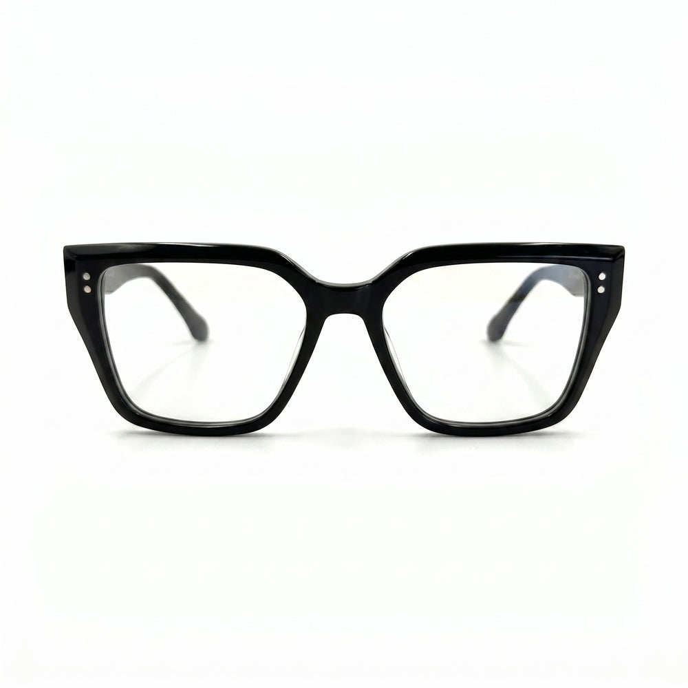 MiGAFAS F0320 Black butterfly acetate prescription eyeglasses, front view