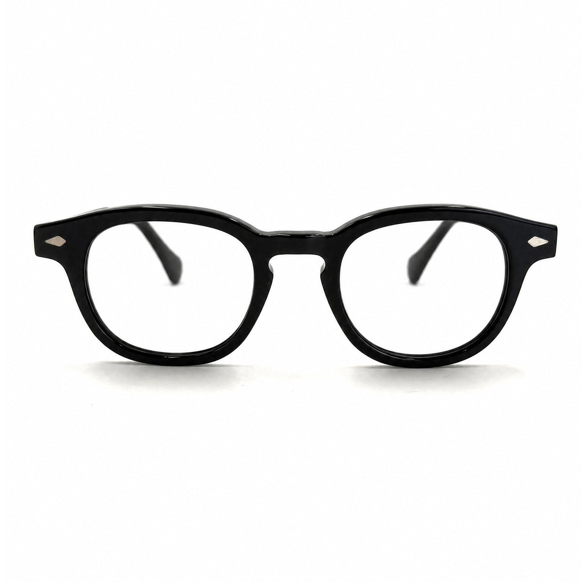 MiGAFAS F6676 Black Boston acetate prescription eyeglasses, front view