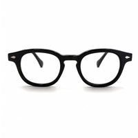 MiGAFAS F6676 Black Boston acetate prescription eyeglasses, front view