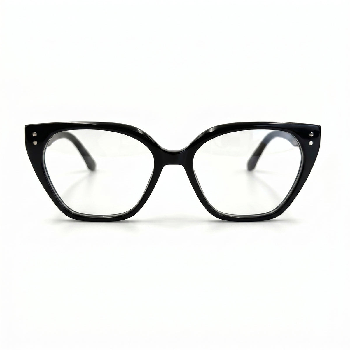 MiGAFAS F0104 Black cat-eye acetate prescription eyeglasses, front view