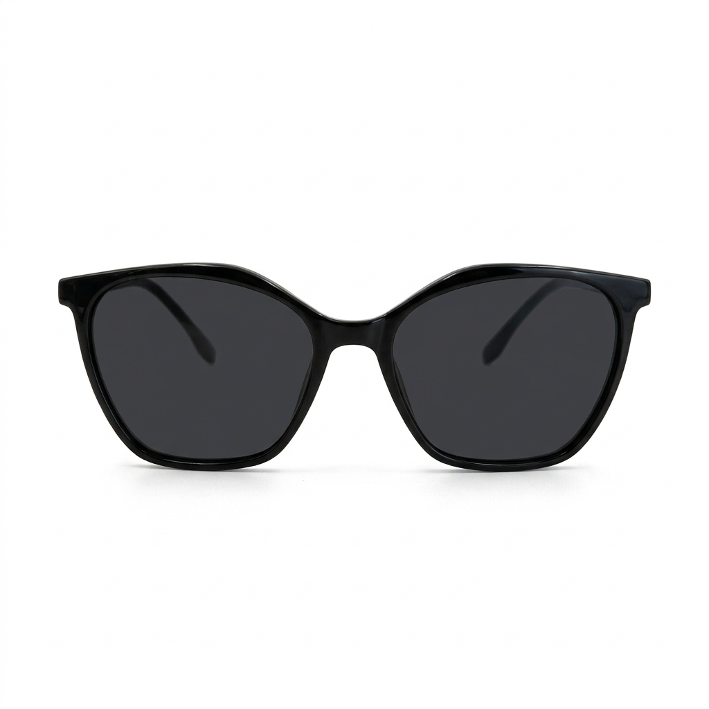 MiGAFAS 3604S Black Ultem and metal butterfly cat-eye sunglasses front view