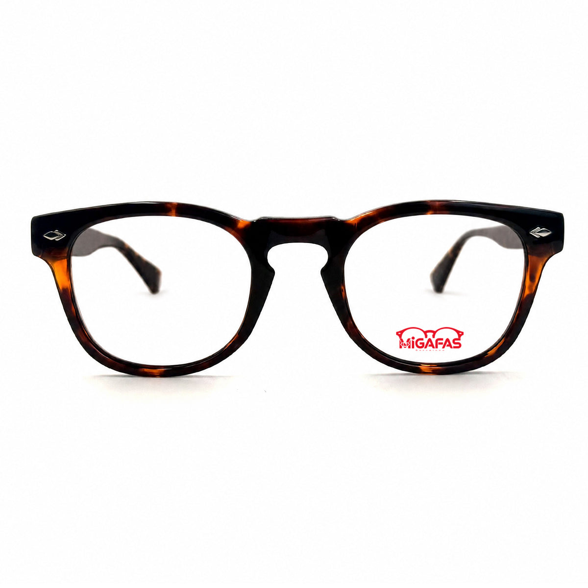 MiGAFAS QSZ5614 Havana Boston acetate prescription eyeglasses, front view