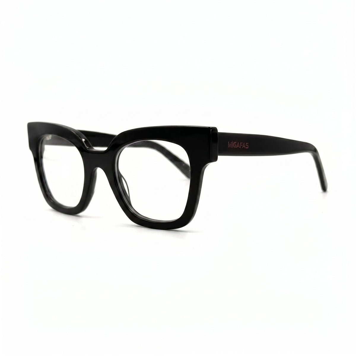 MiGAFAS FR6135 Black butterfly acetate prescription eyeglasses, three-quarter view