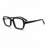 MiGAFAS F6004 Black square acetate prescription eyeglasses, three-quarter view