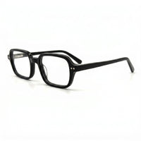 MiGAFAS F6004 Black square acetate prescription eyeglasses, three-quarter view