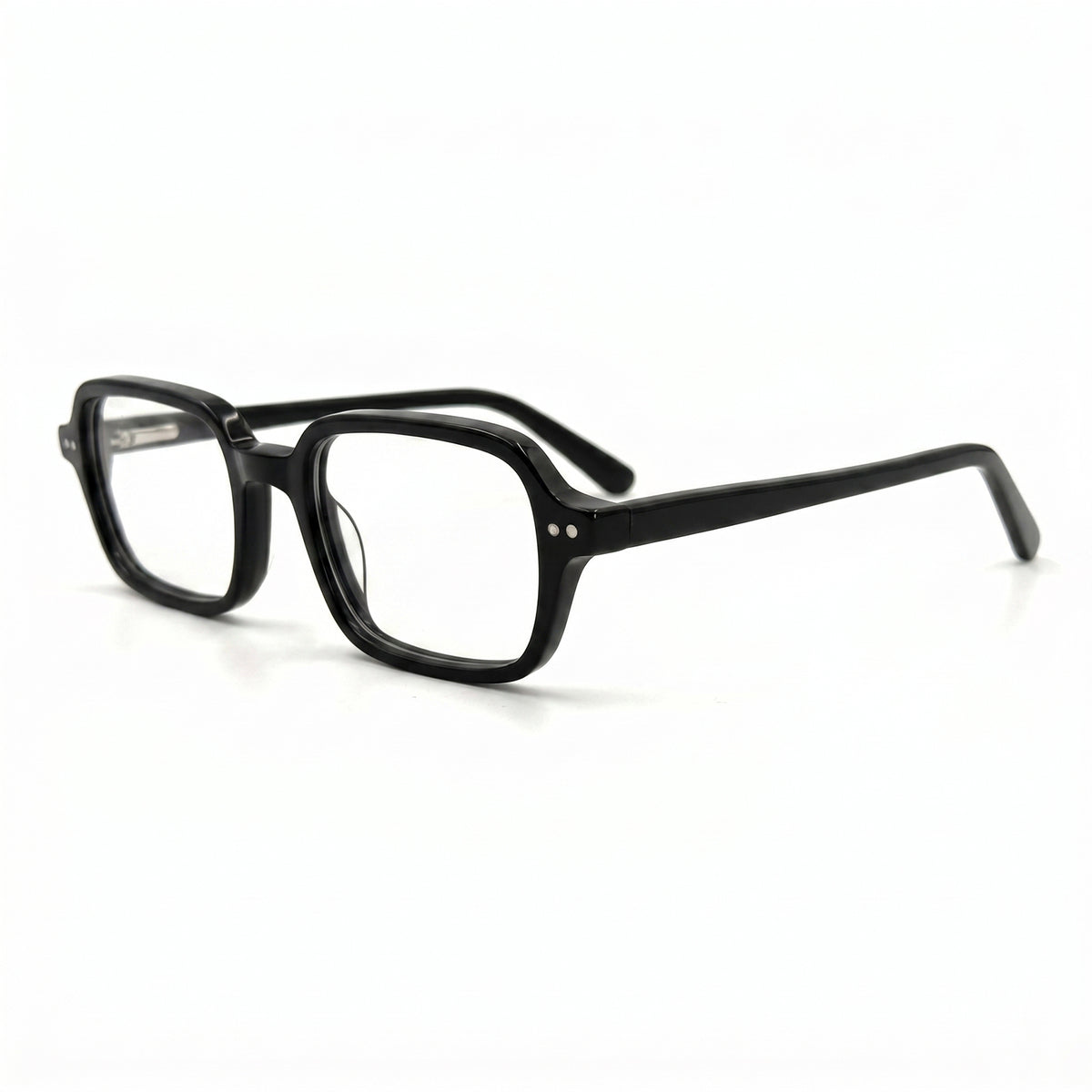 MiGAFAS F6004 Black square acetate prescription eyeglasses, three-quarter view