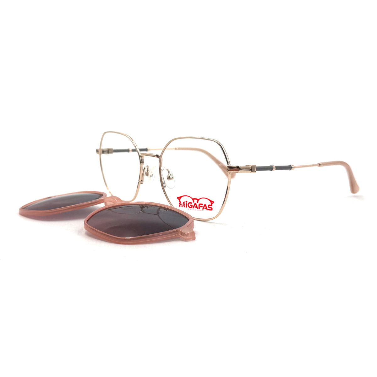 MiGAFAS XK4758C Purple TR90 butterfly clip-on eyeglasses with detached sun clips