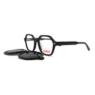 MiGAFAS F6833C Black acetate Geometric clip-on eyeglasses with detached sun clips