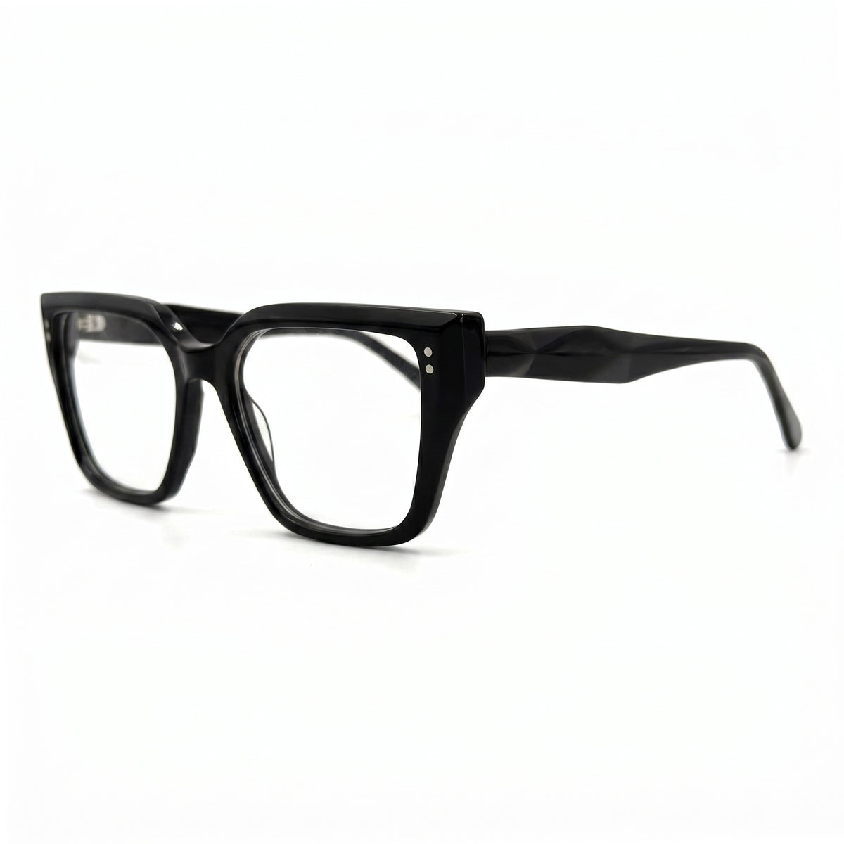 MiGAFAS F0320 Black butterfly acetate prescription eyeglasses, three-quarter view
