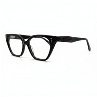 MiGAFAS F0104 Black cat-eye acetate prescription eyeglasses, three-quarter view