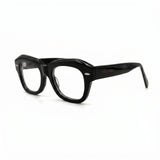 MiGAFAS FR6912 Black geometric butterfly acetate prescription eyeglasses, three-quarter view