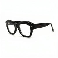 MiGAFAS FR6912 Black geometric butterfly acetate prescription eyeglasses, three-quarter view