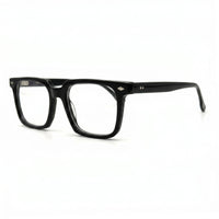 MiGAFAS F0131 Black square acetate prescription eyeglasses, three-quarter view