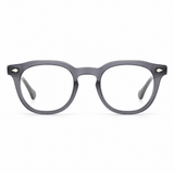 MiGAFAS E4474 gray round acetate eyeglasses, front view