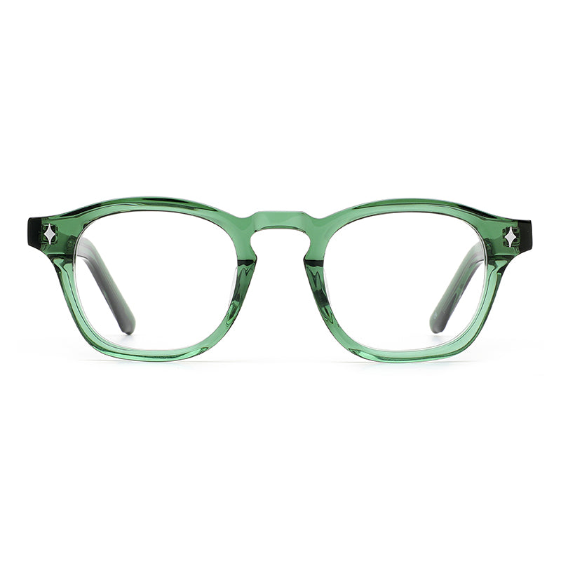 MiGAFAS E4412 Gray acetate round eyeglasses front view