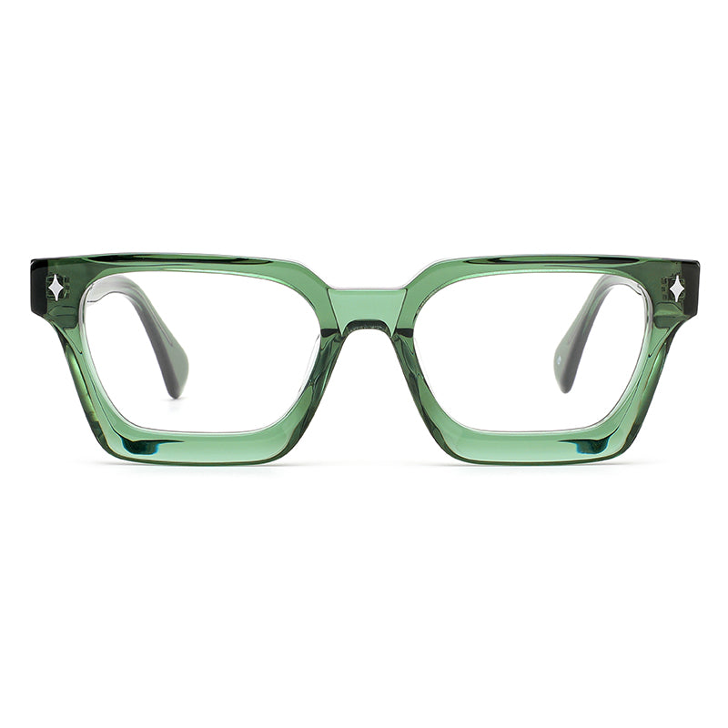 MiGAFAS E4413 Green acetate square eyeglasses front view