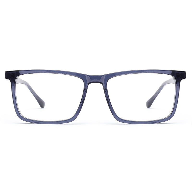 MiGAFAS E4436 Blue square acetate prescription eyeglasses, front view