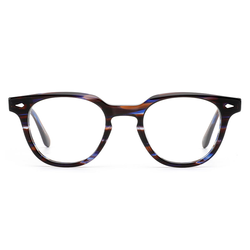 MiGAFAS E4437 Black acetate round eyeglasses front view
