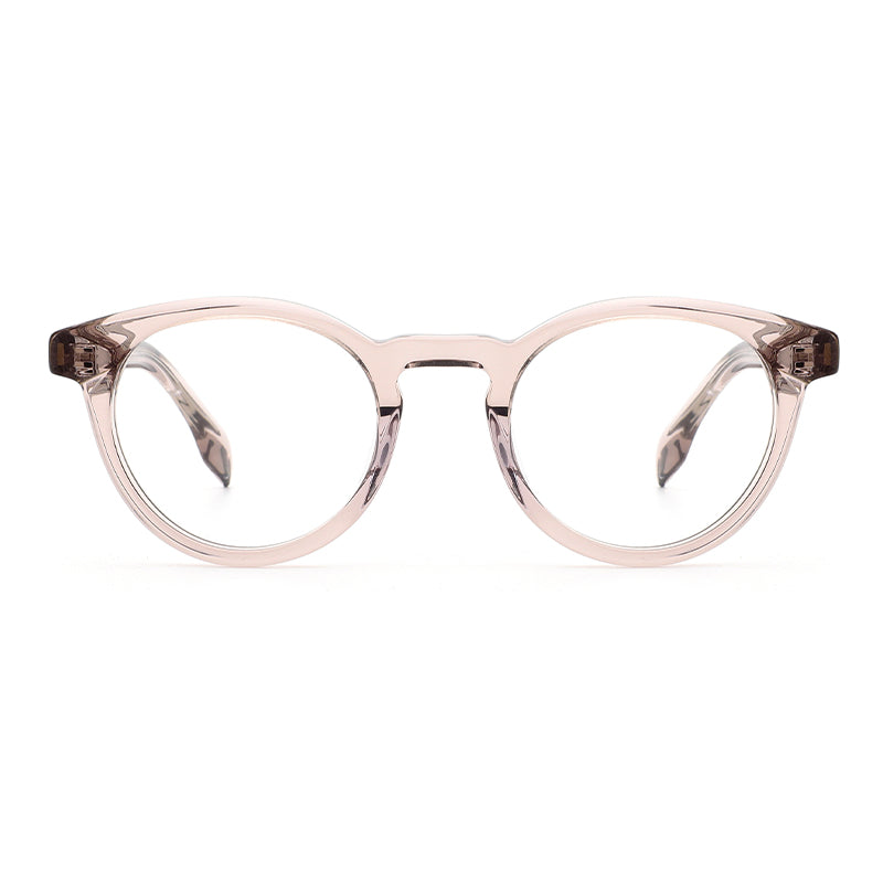 MiGAFAS E4441 Pink acetate round eyeglasses front view