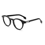 MiGAFAS E4441 Black acetate round eyeglasses three-quarter view