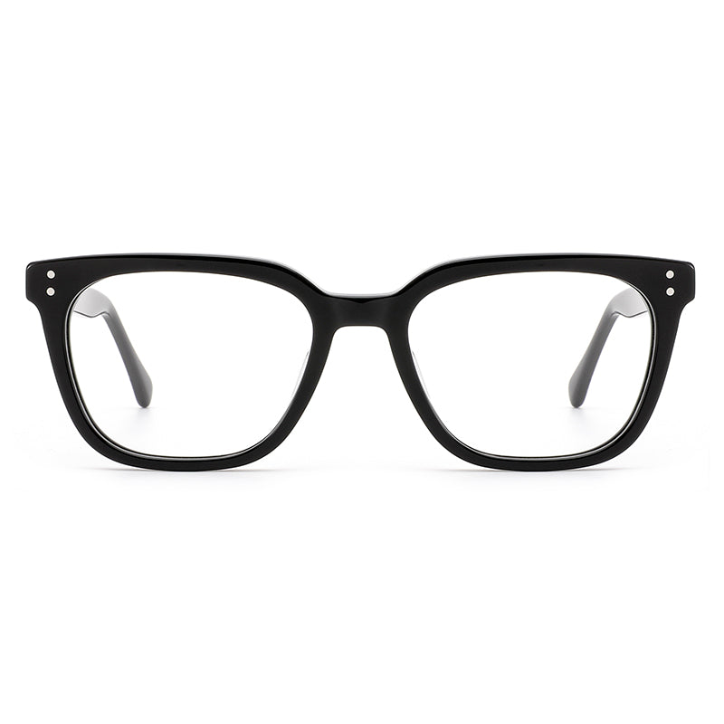 MiGAFAS E4460 Black acetate rectangle eyeglasses front view