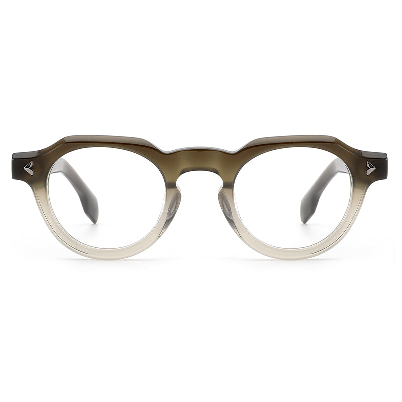 MiGAFAS E4461 Two-tone acetate round eyeglasses front view