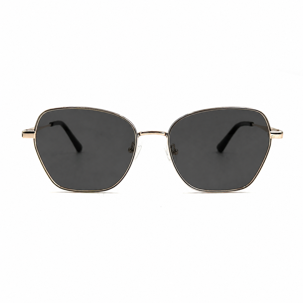 MiGAFAS XK4714S Black cat-eye metal sunglasses, front view