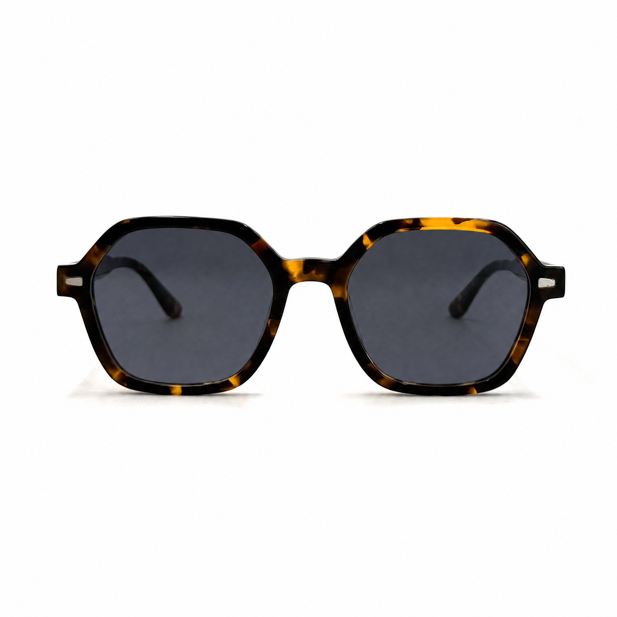 MiGAFAS F6833S Havana geometric acetate sunglasses, front view