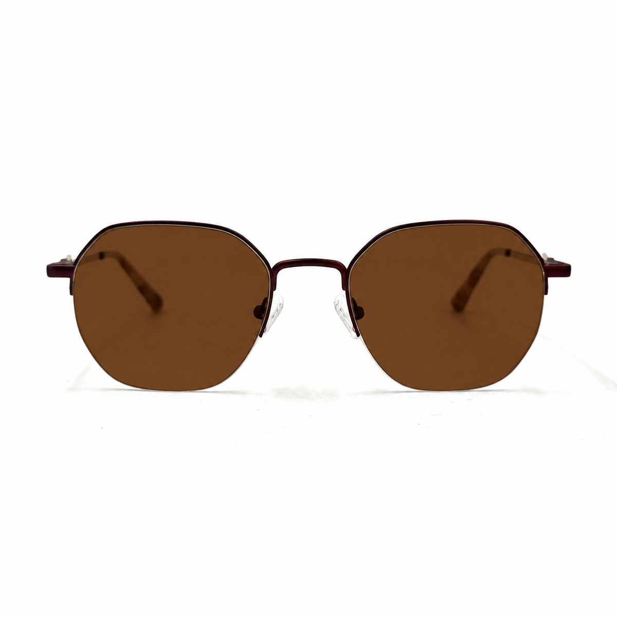 MiGAFAS XK4767S Red round metal sunglasses, front view