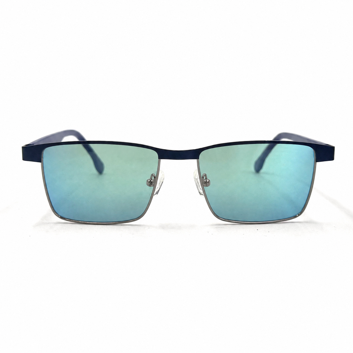 MiGAFAS XK4737S Blue browline stainless steel sunglasses, front view
