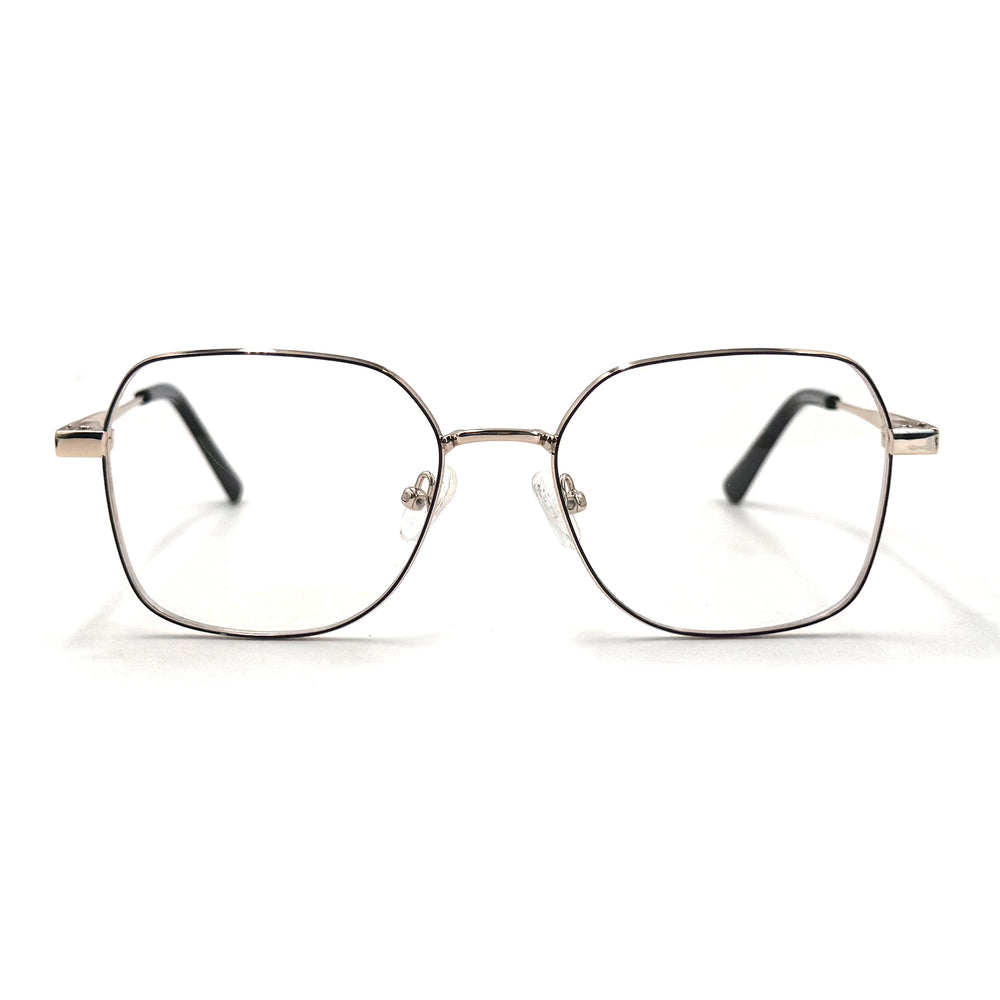 MiGAFAS XK4717 Black Metal geometric rectangle eyeglasses front view