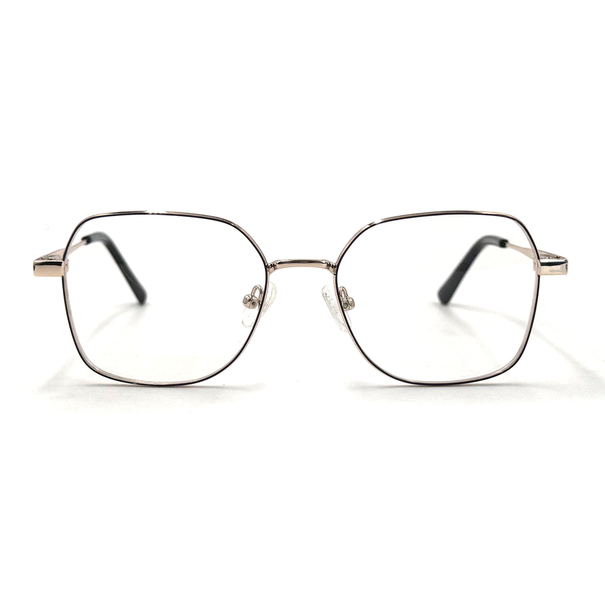 MiGAFAS XK4717 Black Metal geometric rectangle eyeglasses front view