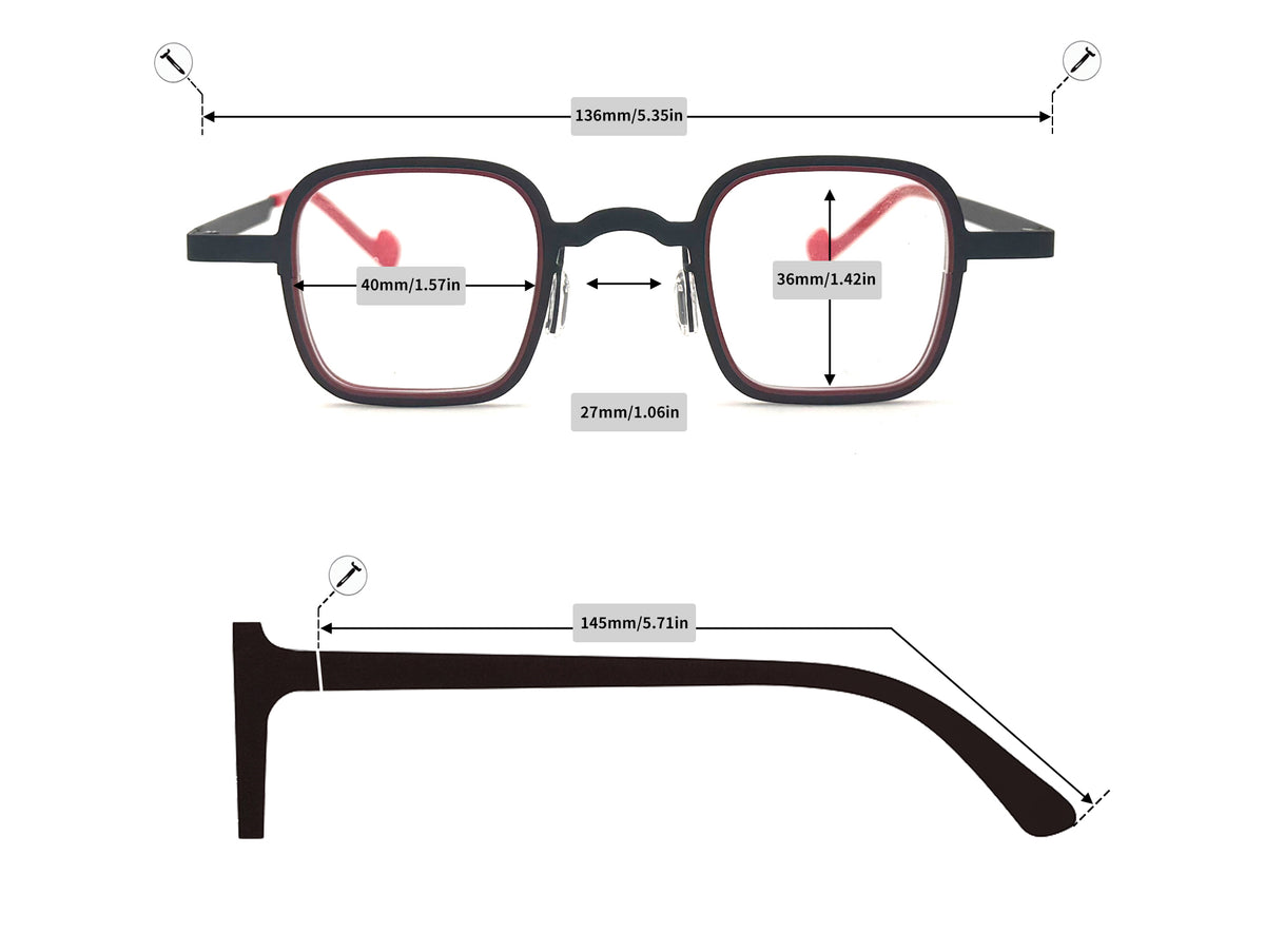 Square Acetate Eyeglasses - 87996 size guide