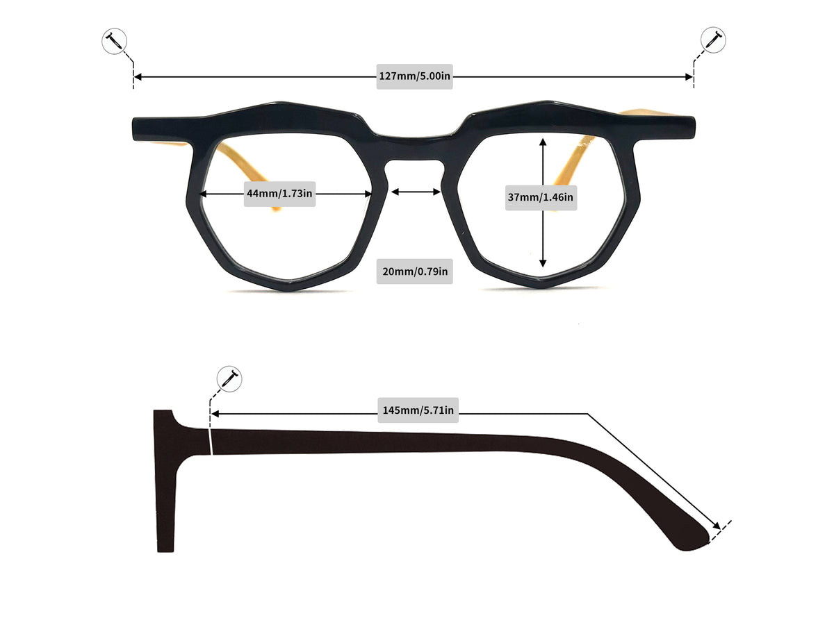 Browline Acetate Eyeglasses - 87917 size guide