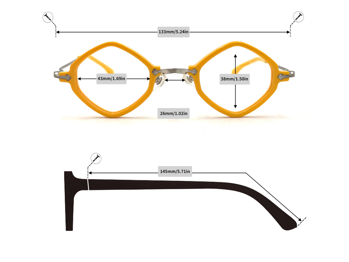 Polygon Acetate Eyeglasses - 87956 size guide