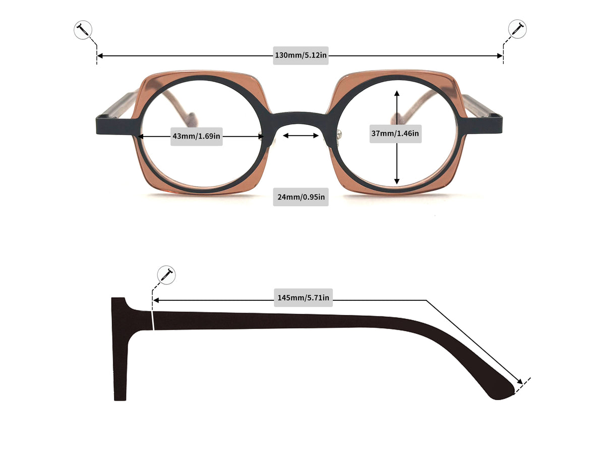 Round Acetate Eyeglasses - 87970 size guide
