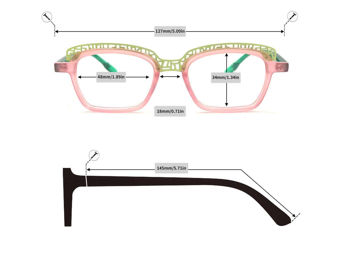 Cat-eye Acetate Eyeglasses - 87965 size guide