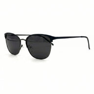 MiGAFAS K4136S Black browline stainless steel sunglasses, three-quarter view